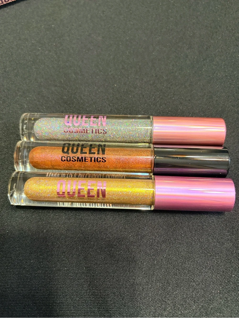 Queen Cosmetics Glitter Holographic Lipgloss Trio New FullSz Electric Muse Angel